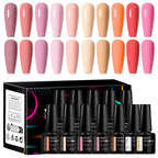 MEET ACROSS 12tlg/Set 7ml Macaron Gel Nagellack mit Box Semi-permanenter UV-Gel Soak Off Nail Art Kit Nagellack für Maniküre