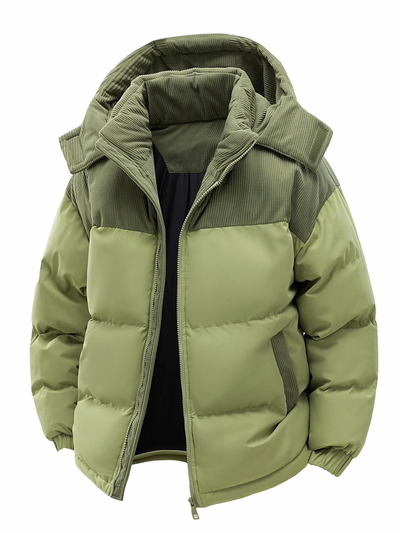 Herren-Kapuzenjacke aus Baumwolle, winterlich verdickt und warm, winddicht und kältebeständig, schlicht und vielseitig als Arbeitskleidung