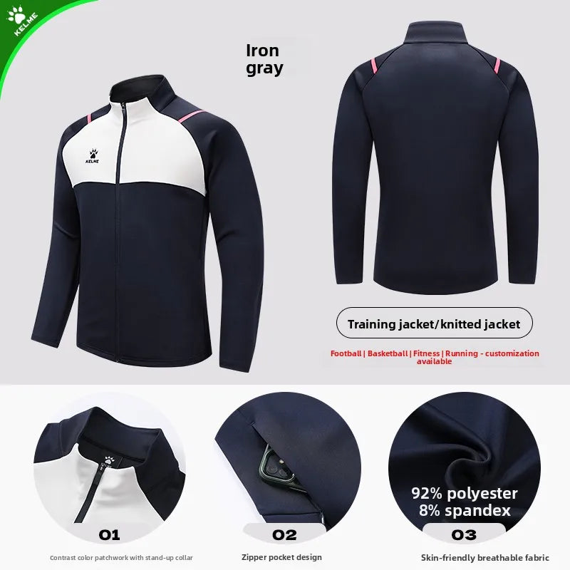 Kelme Children's Sports Jacket Autumn And Winter Knitted Jacket Outdoor Windproof Running Training Suit