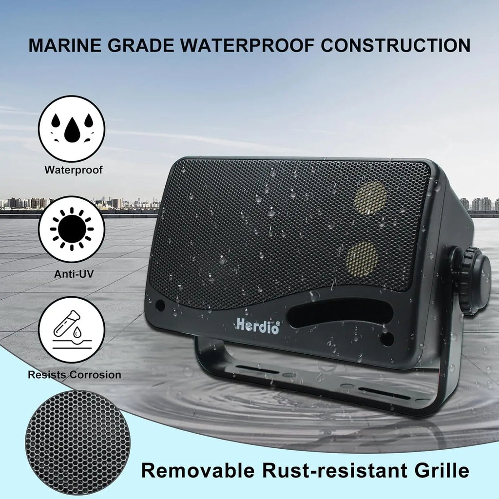 Herdio 3,5 Zoll passive Outdoor-Lautsprecher, kabelgebunden, wasserdicht, 200W, 3-Wege, Premium, montierbar, Wandlautsprecher für Terrasse, Marine, Boot