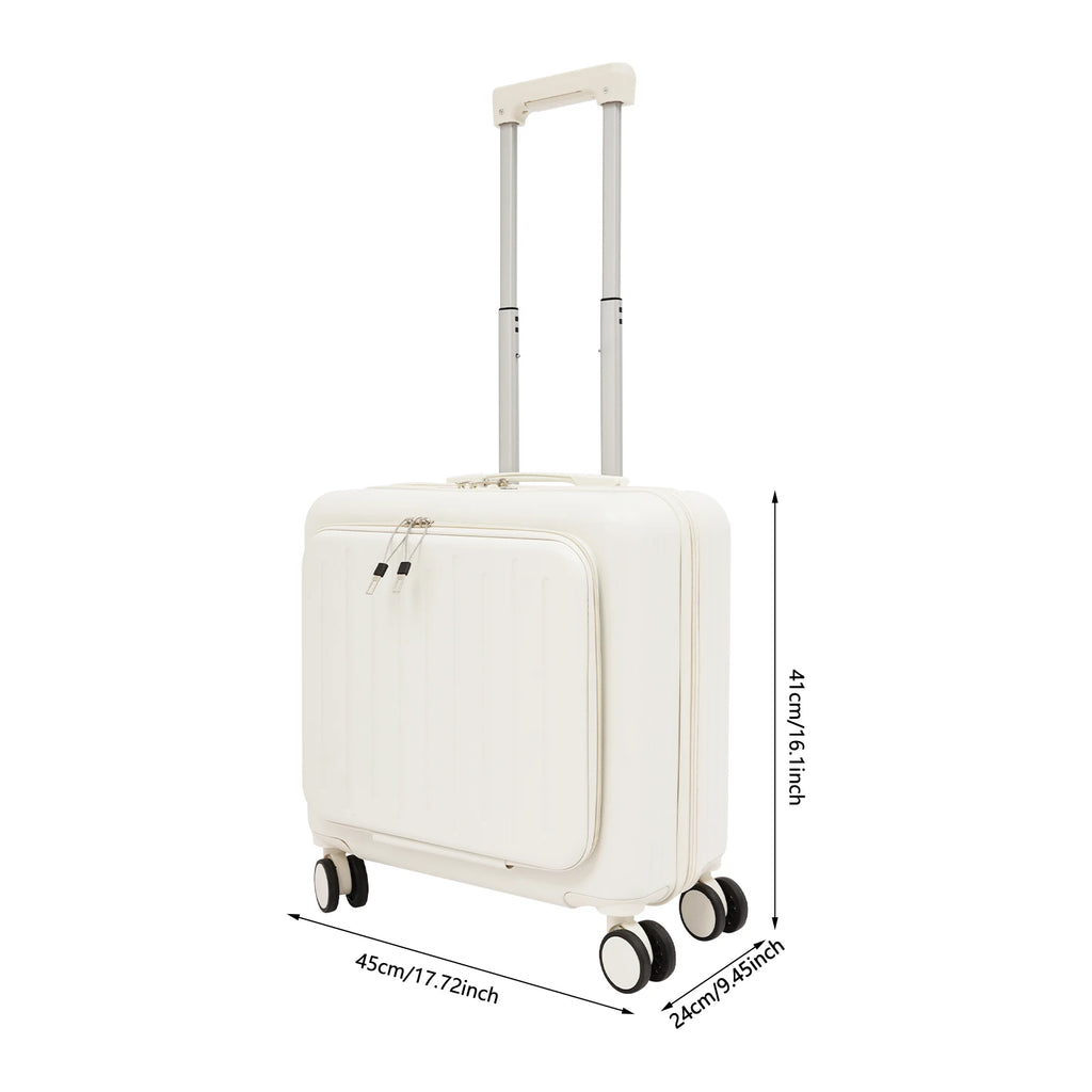 Handgepäck Roller Koffer Trolley 18" ABS-Schale Kabinengepäck Frontfach Multifunktionsräder Erweiterbar