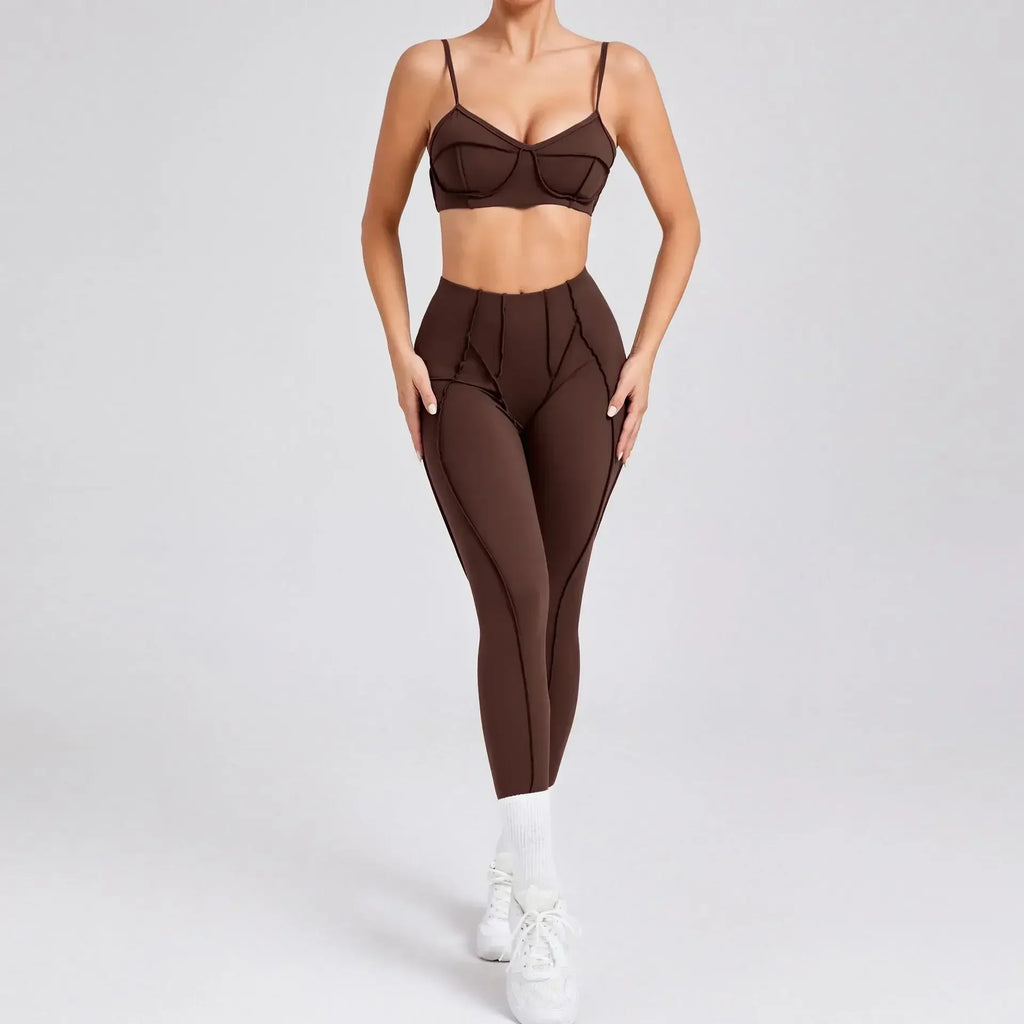 Nahtlose Yoga-Sets Sport-Fitness Hochbund-Hüfthebe-Formhose Rückenfreier BH-Anzug Workout-Gym-Leggings-Sets für Damen