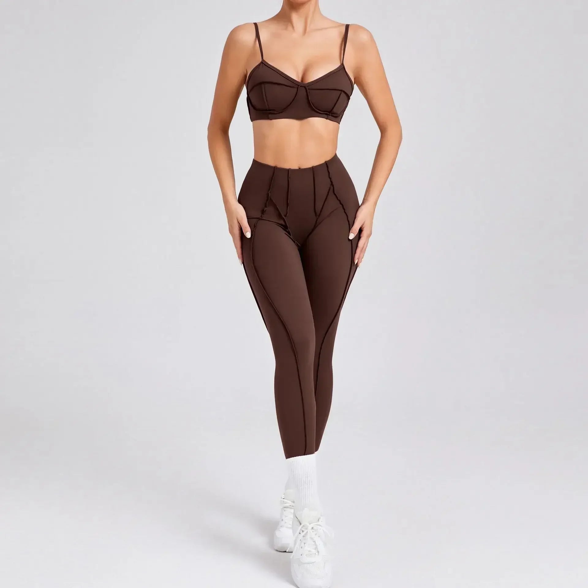 Nahtlose Yoga-Sets Sport-Fitness Hochbund-Hüfthebe-Formhose Rückenfreier BH-Anzug Workout-Gym-Leggings-Sets für Damen