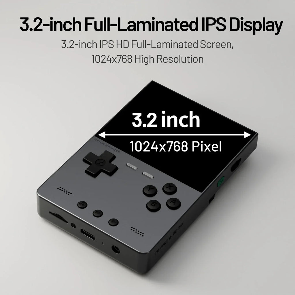 NEUE TRIMUI BRICK Hammer Handheld-Spielkonsole 3,2'' IPS-Bildschirm Linux-System Metallgehäuse Tasten-LED-Beleuchtung Kostenlose Tastenkappen-Geschenke
