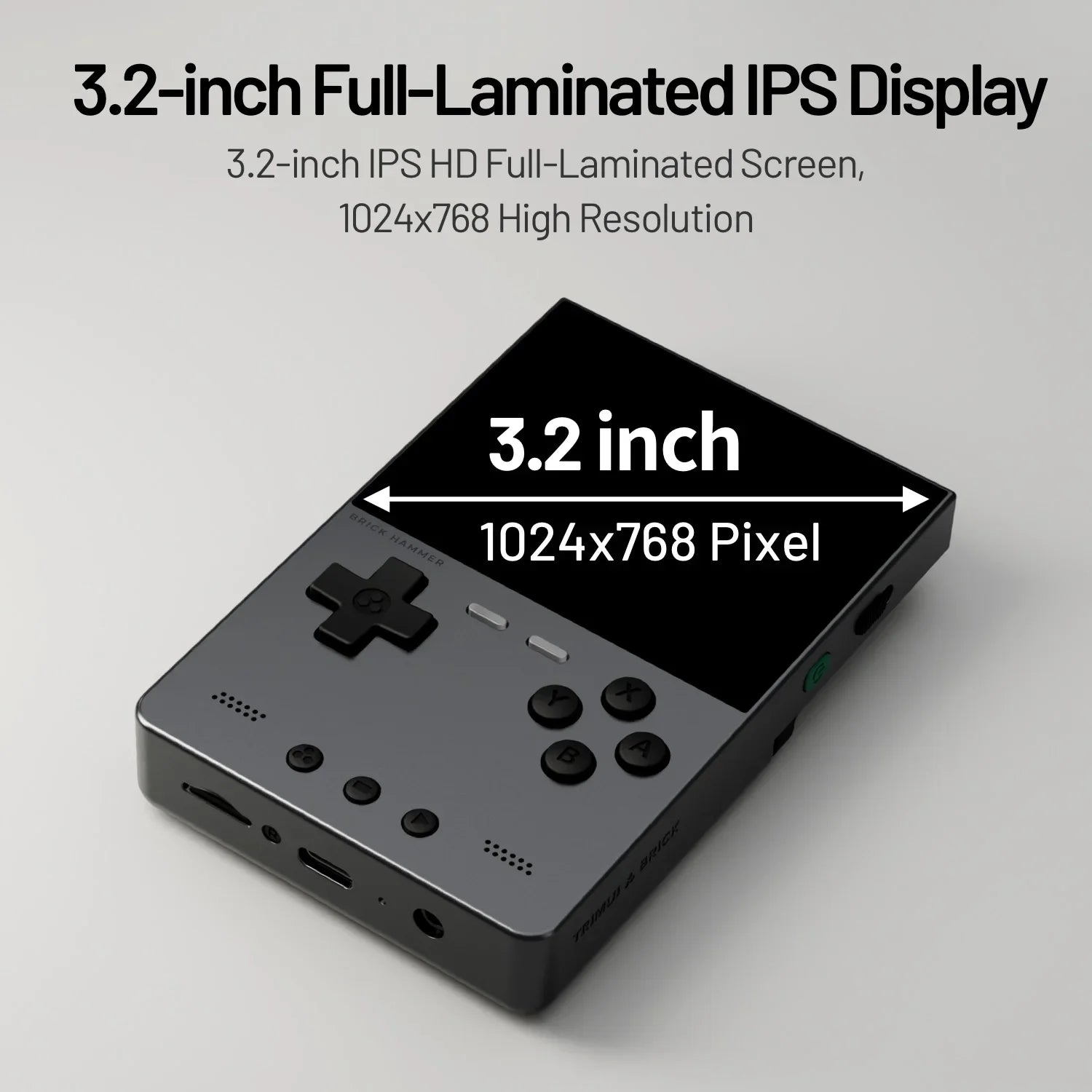 NEUE TRIMUI BRICK Hammer Handheld-Spielkonsole 3,2'' IPS-Bildschirm Linux-System Metallgehäuse Tasten-LED-Beleuchtung Kostenlose Tastenkappen-Geschenke