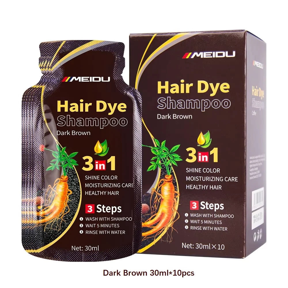 30ml/500ml 3-in-1 Schnell-Haarfärbeshampoo Naturschwarz Kräuter-Haarfarbe Feuchtigkeitsspendend Milde Haarfärbe-Pflegespülung Haarpflegeprodukte