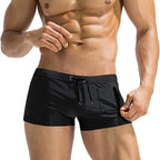 Herren Badehose mit Reißverschlusstasche Badeshorts Boxershorts Square Leg Mesh-Futter Boardshorts Badeschuhe