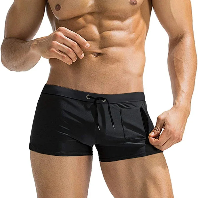 Herren Badehose mit Reißverschlusstasche Badeshorts Boxershorts Square Leg Mesh-Futter Boardshorts Badeschuhe Hauptbild