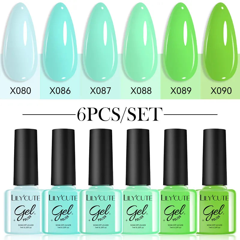 LILYCUTE Nagelgel-Politur-Set, Rosa Grün, Frühling, DIY-Nagelkunst-Design, lang anhaltend, Soak Off UV Gel, Maniküre, Malgel, Vernis-Kit