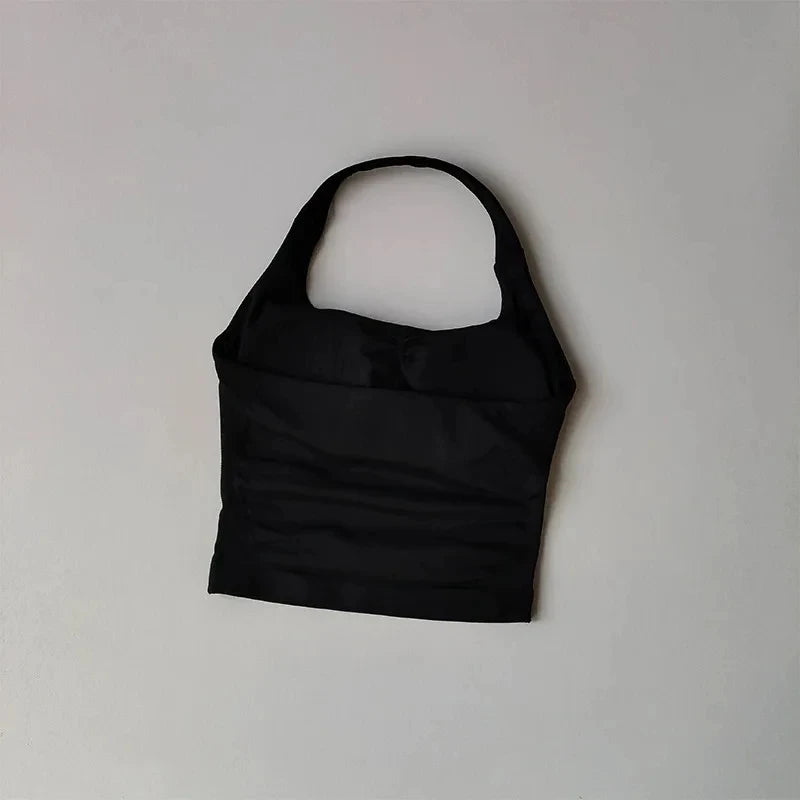 Nahtlose Neckholder-Yoga-Tanktops für Damen mit integriertem BH, gepolstertem Gymnastik-Top, ärmellosem Shirt, tailliert, rückenfrei, Sportbekleidung