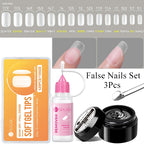 UR SUGAR 3tlg. Künstliche Nägel Set mit 420Stk. matten Soft Gel Tips Solid Glue Gel Entferner Schnelles Nagelverlängerungs-Kit Nagelpflege Starter-Set