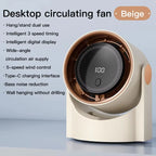 100 Stufen Lüfterloser Ventilator Tragbar Klein USB-Aufladung Leiser Desktop Digitalanzeige Hochgeschwindigkeits-Umluftkühlventilator