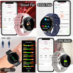 2025 Neue Smartwatch für die Krankenpflege: Blutsauerstoff, Blutfett, Harnsäure, EKG+PPG, Körpertemperatur, Bluetooth-Anruf, Gesundheits-Smartwatch