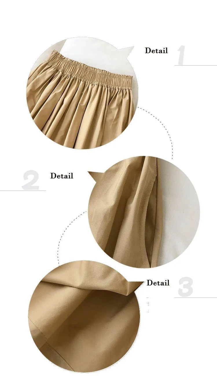Damen Schwarzer Rock Midi High Waist Korean Style Plissiert A-Linie Vintage Kleidung 2026 Neue Sommer Casual Mode Damen Arbeitskleidung