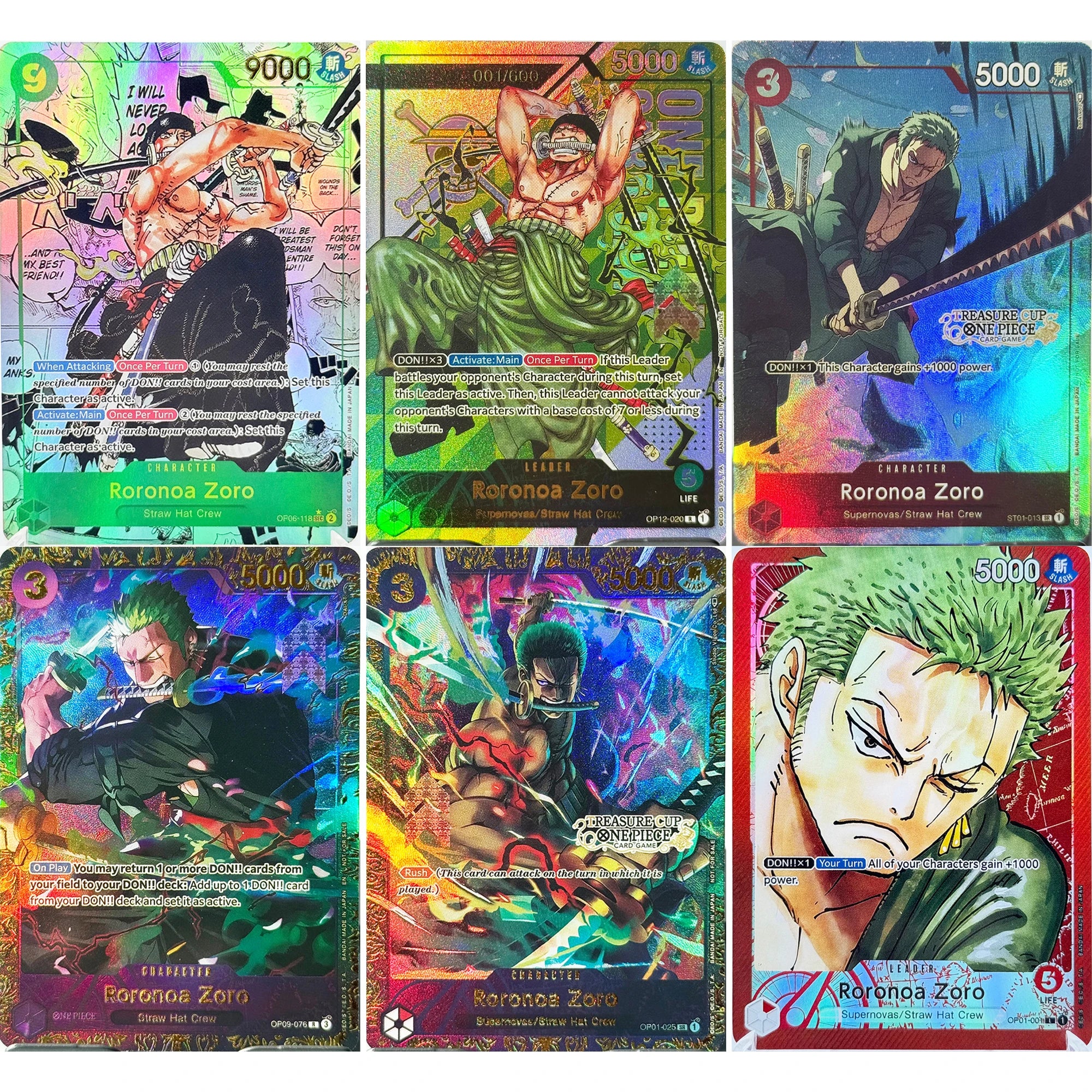 One Piece Roronoa Zoro Serien-Set Championship Treasure Cup Promo Anime Sammlerstücke DIY Replik-Karten Texturkarte