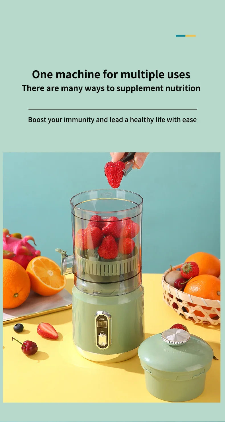 Elektrische Orangenpresse Tragbarer Zitrusentsafter Fruchtsaftpresse Fruchtfleischabscheider Entsafter USB-Ladefunktion 600 ml Smoothie-Mixer
