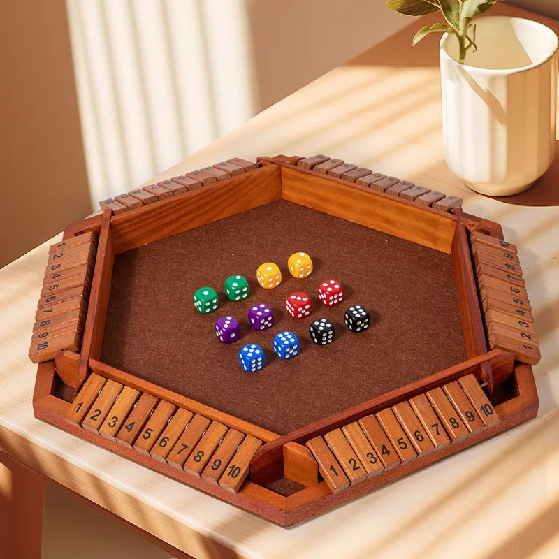 Sechsseitiges Flipping-Spiel, Holz-Zahlenspiel, Shut-The-Box-Würfelspiel - Eltern-Kind-Brettspiel, Bar-Party, Freizeit-Glücksspiel