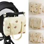Cute Bear Baby Stroller Nappy Bag Korea Embroidery Cotton Mommy Bag Soft Maternity Shoulder Pack Portable Baby Diaper Organizer
