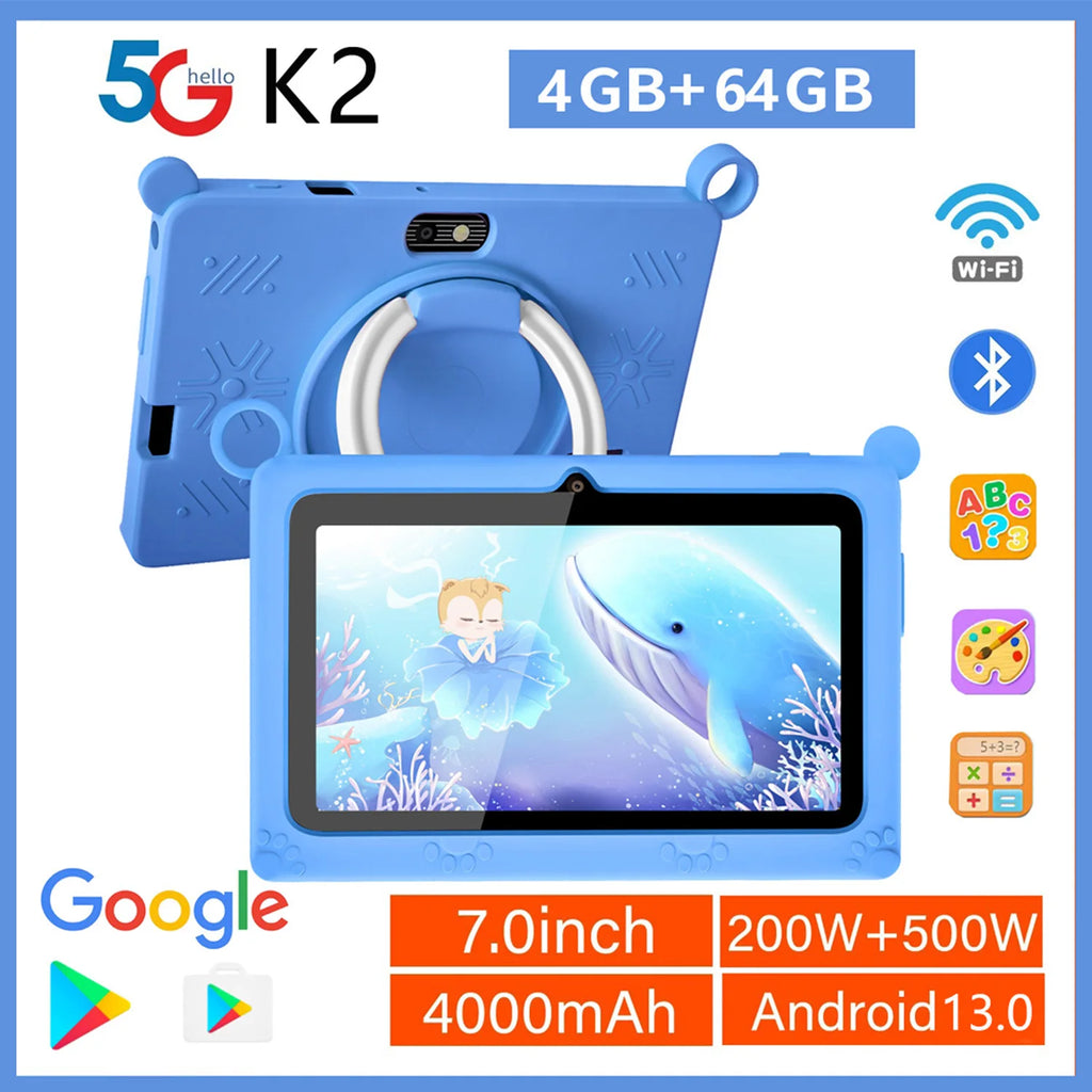 Neue globale Android Version 7 Zoll Tablets Quad Core 4GB+64GB ROM 5G WiFi Google Kids Tablets Tragbare kindersichere Schutzhülle