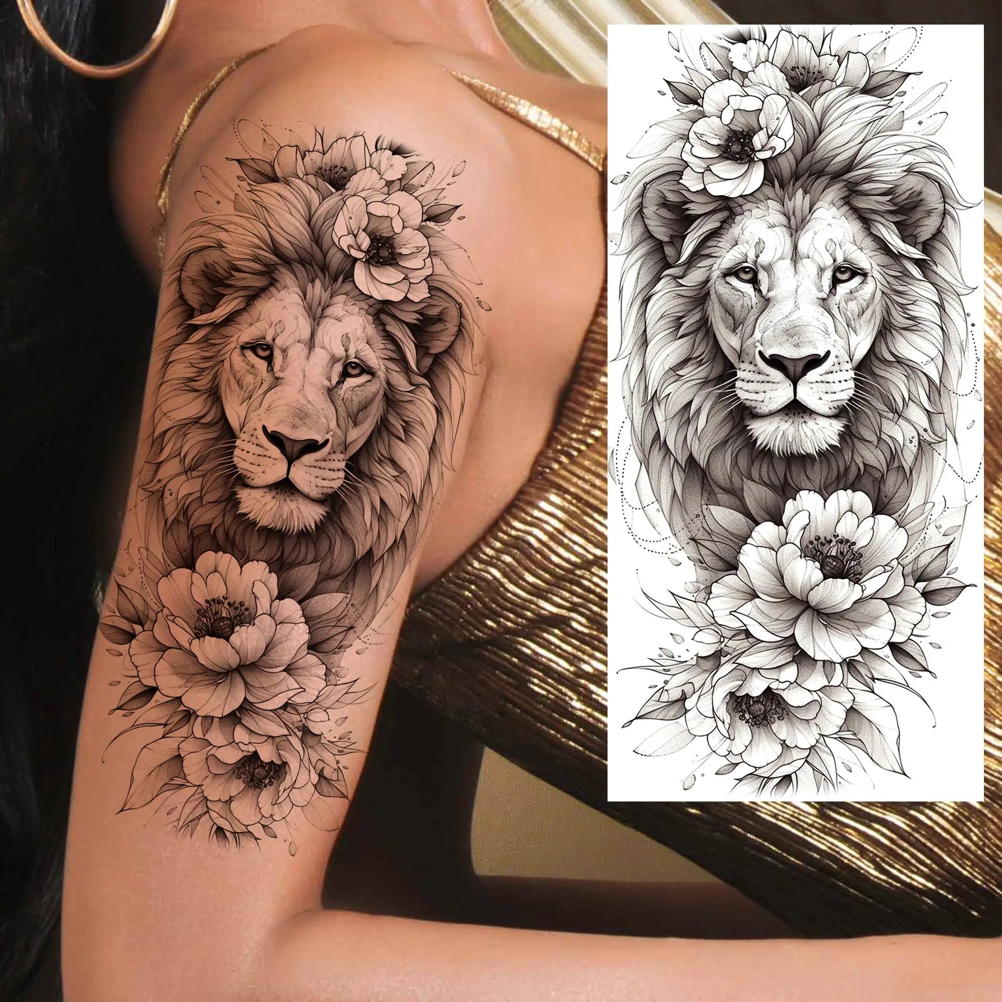 1 Blatt einzigartige Aquarell-Löwe-Tiger-Tier-Temporäre Tattoos langanhaltend wasserdicht Fuchs Eule gefälschter Tattoo-Aufkleber Körperkunst Tattoo