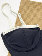 2024 Neu Schwarz-Weiß Kontrastfarbe Einteiliger Badeanzug Für Damen Push Up Bademode Bodysuit Monokini Badeanzug Strandmode