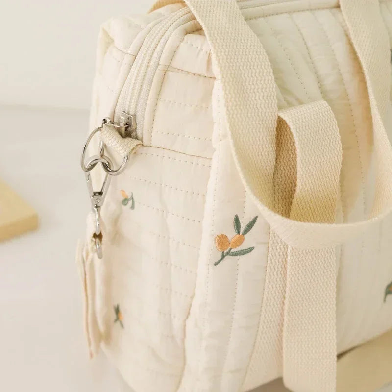 Cute Bear Baby Stroller Nappy Bag Korea Embroidery Cotton Mommy Bag Soft Maternity Shoulder Pack Portable Baby Diaper Organizer