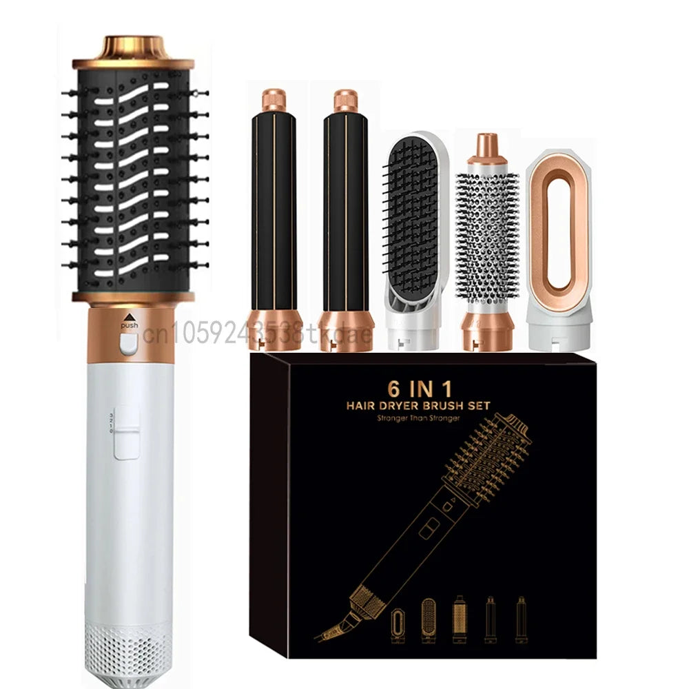 6-in-1 Haartrocknerbürste Heißkamm-Set Professioneller Lockenstab Haarglätter Styling-Tool Luft-Styling Haartrockner Haushaltsgerät