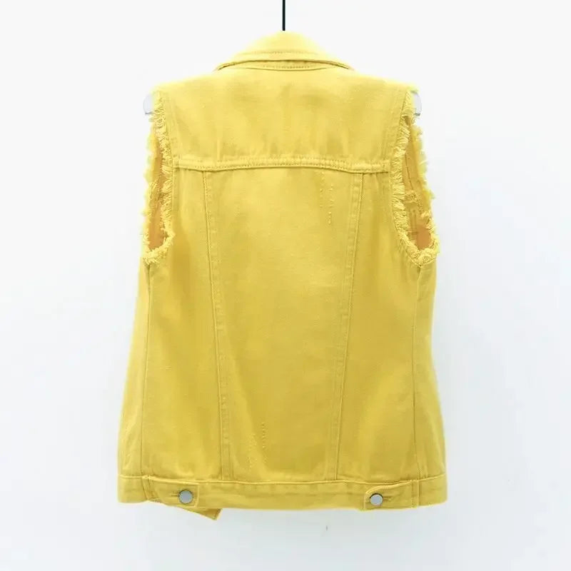 Mode Jeansweste Damen Cropped Frühling Sommer Ärmellose Tops Kurze Jacken Weste Top Oberbekleidung Jeans Cowboy Female