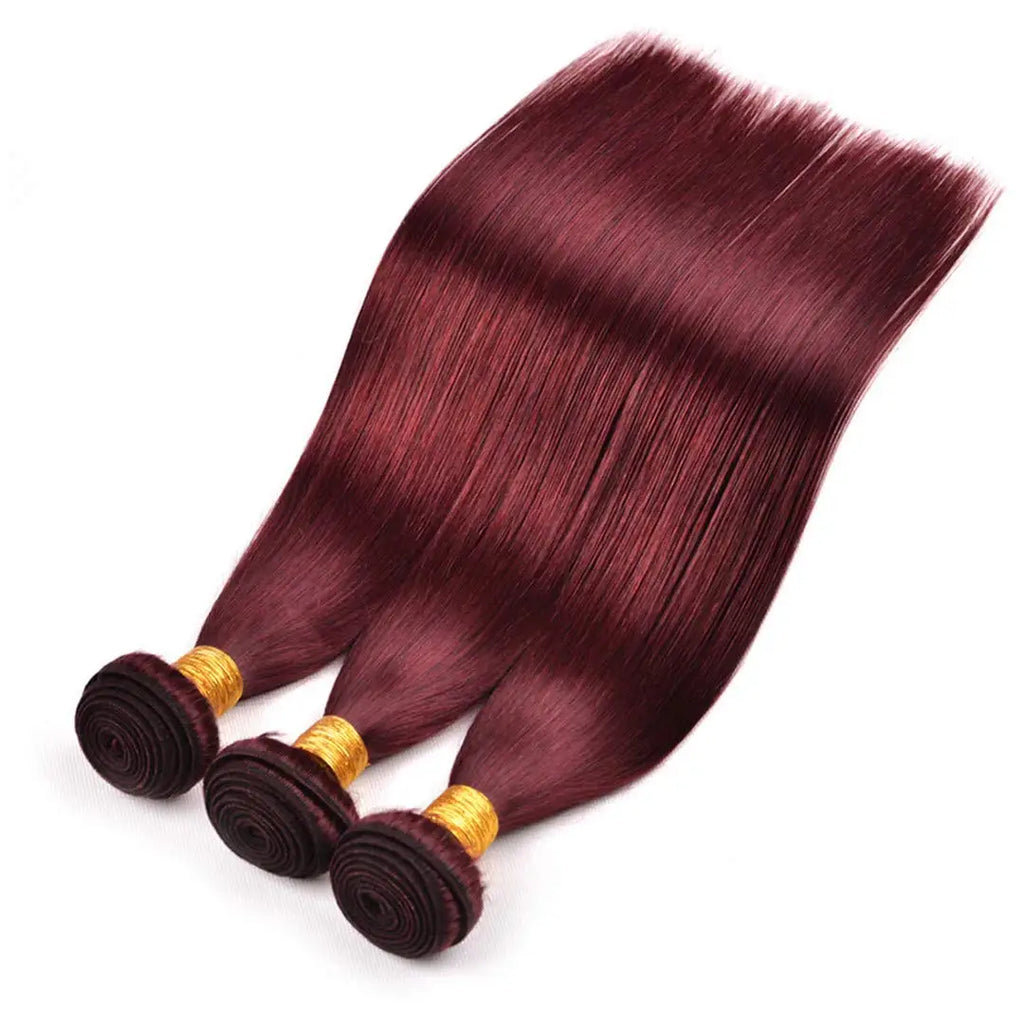 Weinrot #99J Remy Echthaar Weave 16-28 Zoll lang, seidig glatt, unbehandeltes reines brasilianisches Haar, Haartressen-Extensions für Frauen