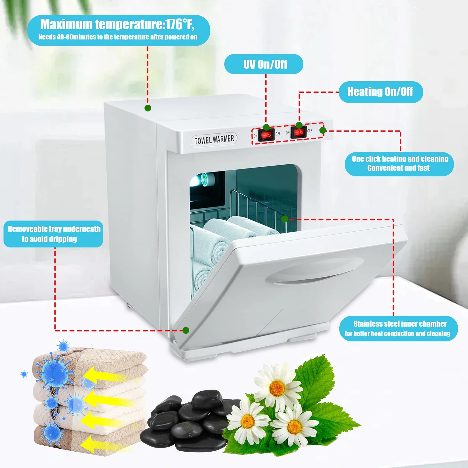 150W UV-Ozon Beheizter Handtuchsterilisator 5L Schnelle Aufwärmzeit für Spa Nagelstudio 3-in-1 Desinfektion mit Wärme & UV & Ozon Zweitbild