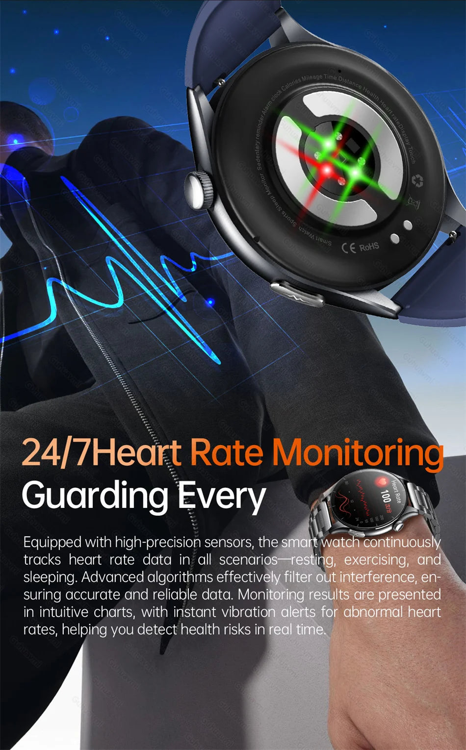 2026 Neue Smartwatch NFC EKG+PPG Blutsauerstoff Harnsäure Blutdruck Saphir Smartwatch Herren für Android iOS Smartwatch Herren