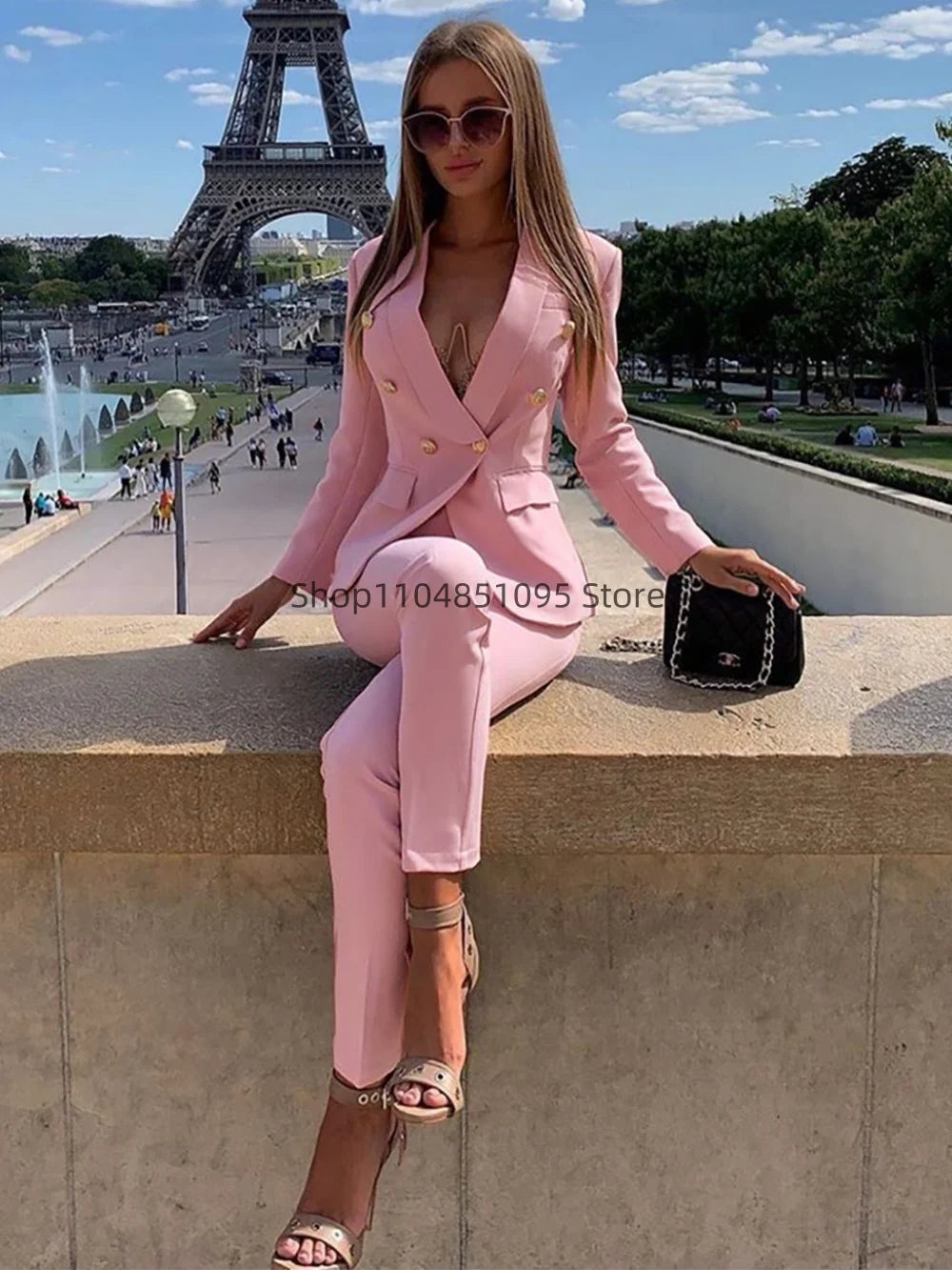 Neue elegante Hosenanzüge Damen Western-Stil Beige 2-teiliges Set glättet Ihre Silhouette für Pendeln Freizeit Damen Anzüge Set