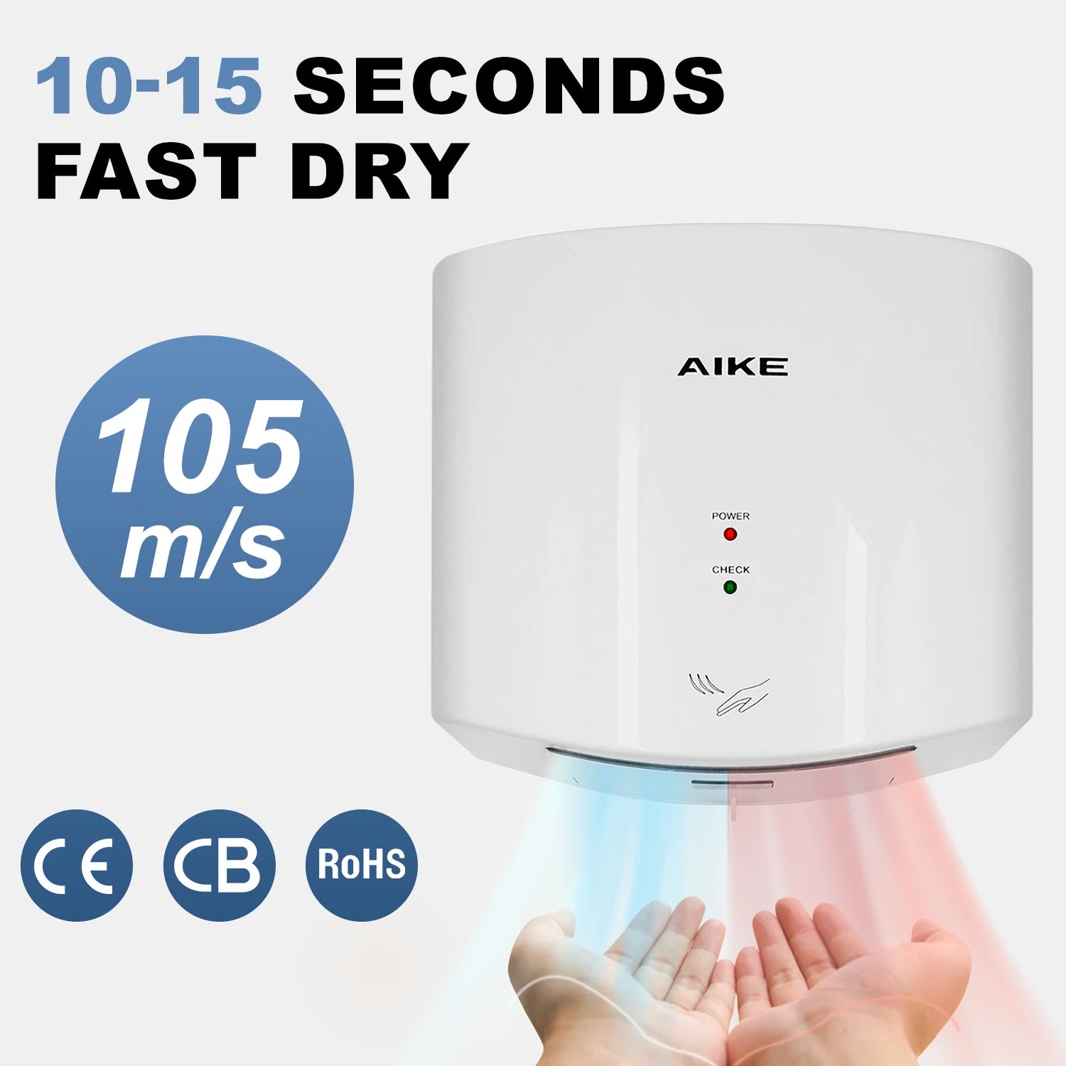 AIKE Badezimmer Händetrockner Wandmontierter Automatischer Hochgeschwindigkeits-Händetrockner Kommerzieller Smartsensor Händetrockner AK2630S Hauptbild