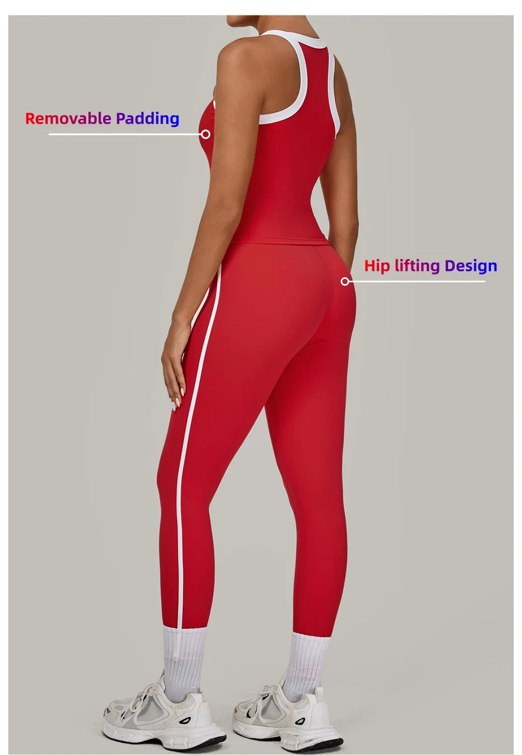 2PCS Damen Yoga-Set Hohe Taille Peach Hip Herausnehmbare Polsterung Sport-BH Hose Fitnessanzug Laufen Workout Gym Leggings Yoga-Set