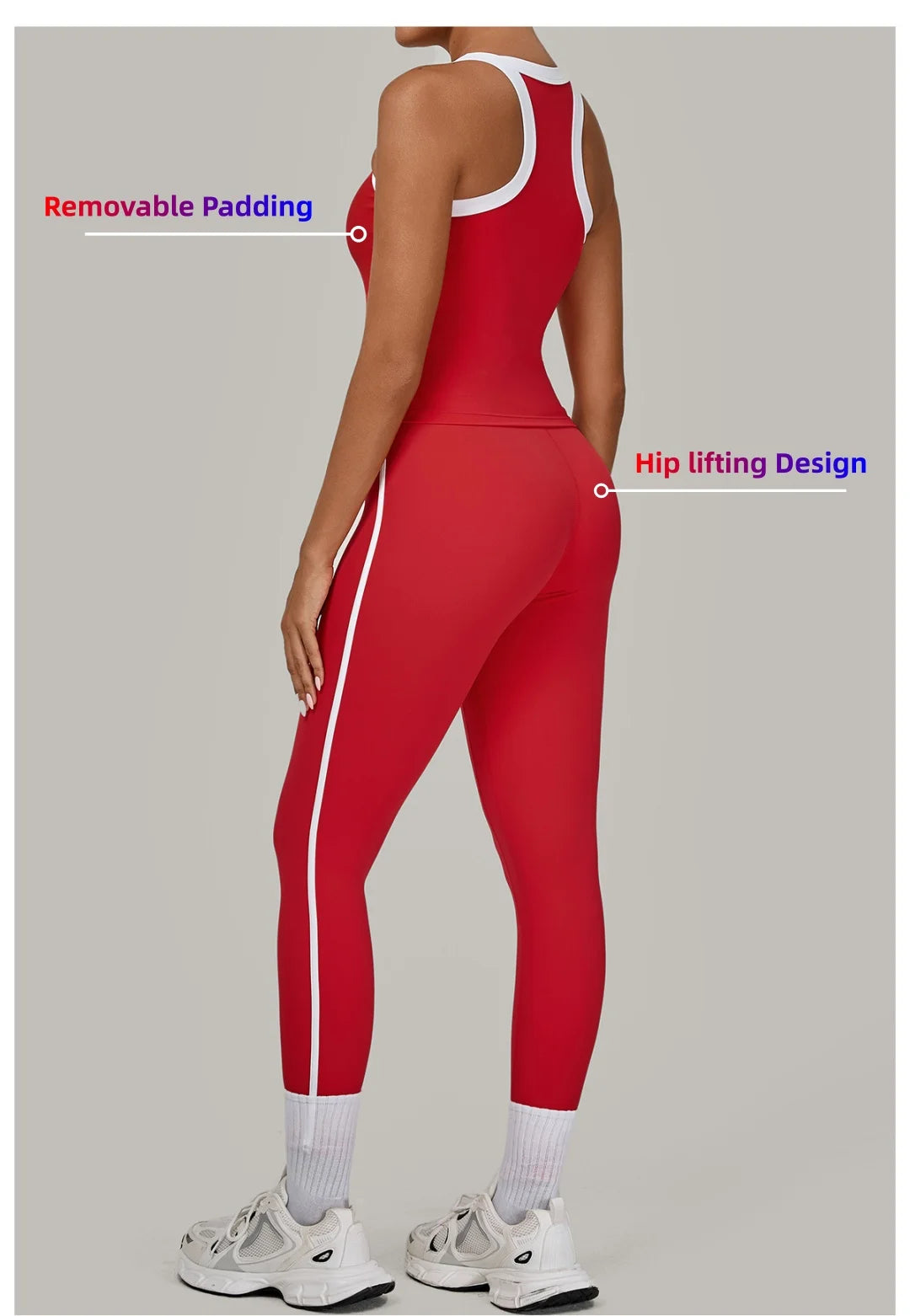2PCS Damen Yoga-Set Hohe Taille Peach Hip Herausnehmbare Polsterung Sport-BH Hose Fitnessanzug Laufen Workout Gym Leggings Yoga-Set