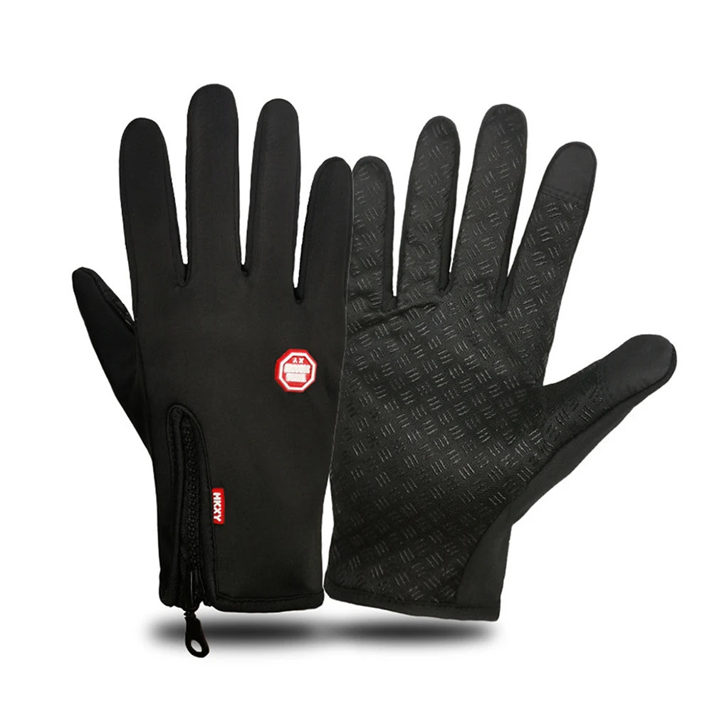Winter Fahrradhandschuhe Herren Damen Motorrad Fleece Sport Reißverschluss Herbst Touchscreen Warm Wasserabweisend Winddicht Rutschfest Handschuh