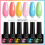 LILYCUTE 7ML 6PCS Neon Gel Nagellack Set fluoreszierend Farbwechsel Semi Permanent Soak Off Maniküre-Kit Nail Art Gel