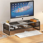 Height Adjustable Computer Stand Desk Monitor Laptop Cooling Rack Suspended Bracket Office Storage Solution