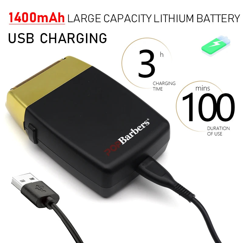 11000 U/min POP Barbers P620 Professioneller elektrischer Herren-Barttrimmer Doppelfolienrasierer Elektrorasierer USB-Haarschneidemaschine