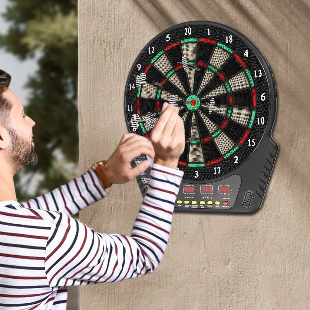 Elektronische Dartscheibe mit 6 Darts Dartboard Innovativer Dartautomat mit 27 Spielmodi & 243 Varianten unterstützt bis zu 16 Spieler