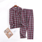 Herren-Hausanzüge Langärmelige Hosenanzüge für Herbst und Winter Pyjamas für Herren Flanell Kariertes Design Pyjamas für Herren