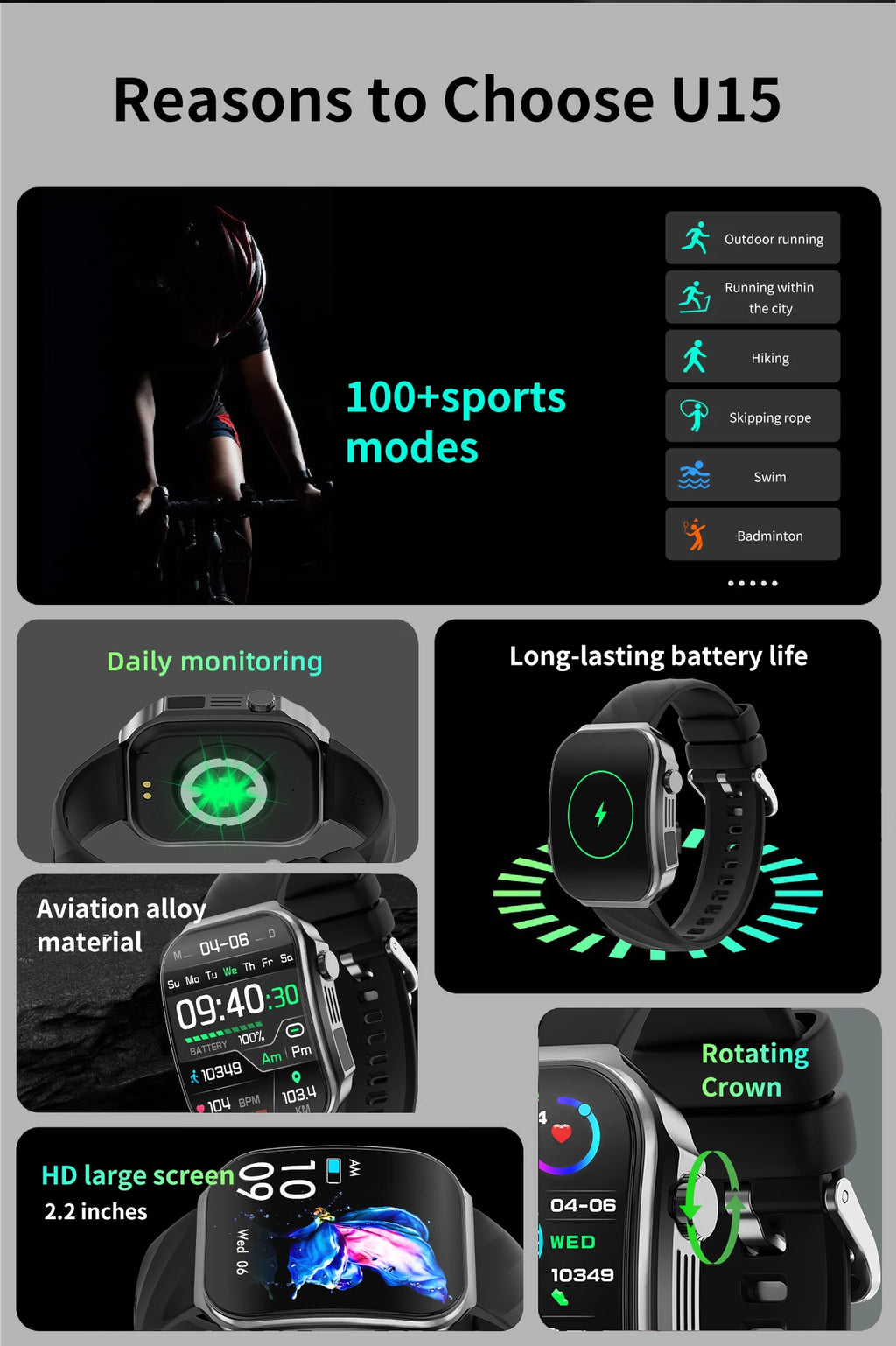 LIGE Neue 2,2-Zoll 3D Gebogenes Display Smartwatch Mit LED-Licht Thermometer Gesundheitsmonitor Smartwatch BT Anruf Sport Fitness Uhr