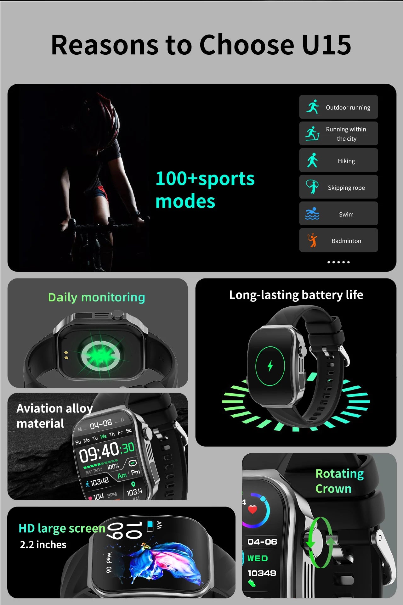 LIGE Neue 2,2-Zoll 3D Gebogenes Display Smartwatch Mit LED-Licht Thermometer Gesundheitsmonitor Smartwatch BT Anruf Sport Fitness Uhr
