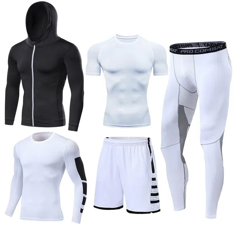 Herren Lauf-Trainingsanzug Fitness Sportbekleidungs-Set Kompressions-Leggings Sportkleidung Gym Enganliegende Jogginghose Rash Guard Lycra