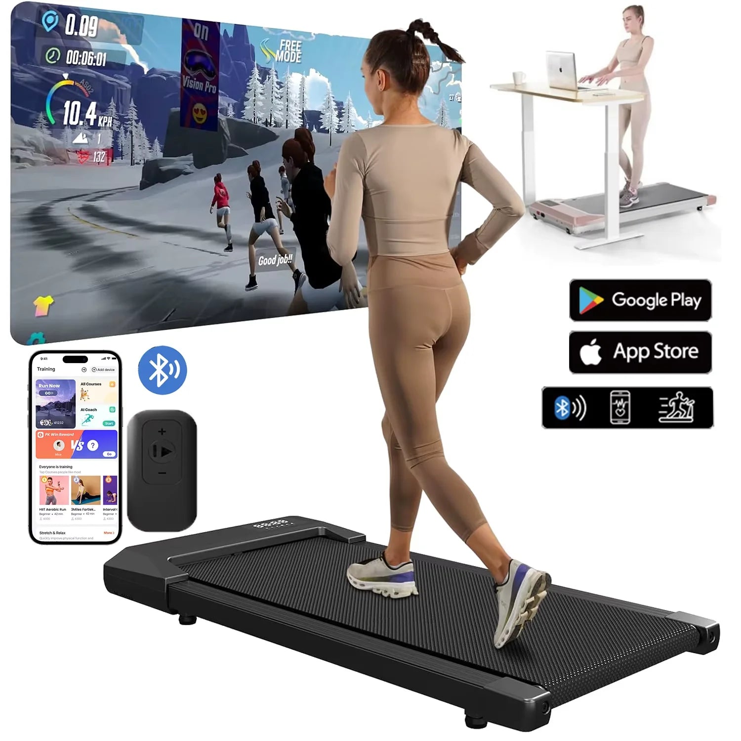 300lbs Laufband für Zuhause 2.5HP Laufbänder Walking Pad LCD Digitalanzeige 2in1 Walking Running Fitnessgerät