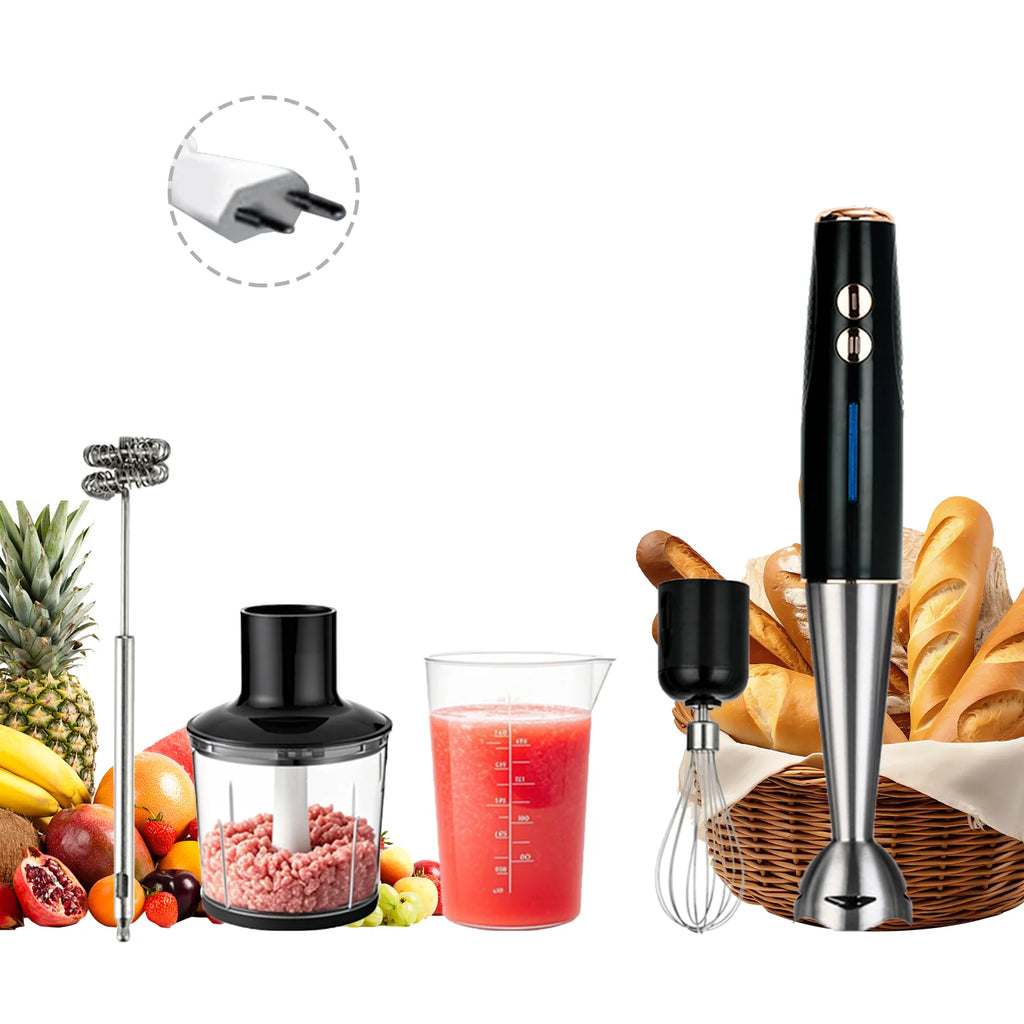 5-in-1 16500 U/min Stabmixer Pürierstab Fleischwolf Gemüsehacker 600 ml Zerkleinerer Schneebesen 600 ml Smoothie-Becher