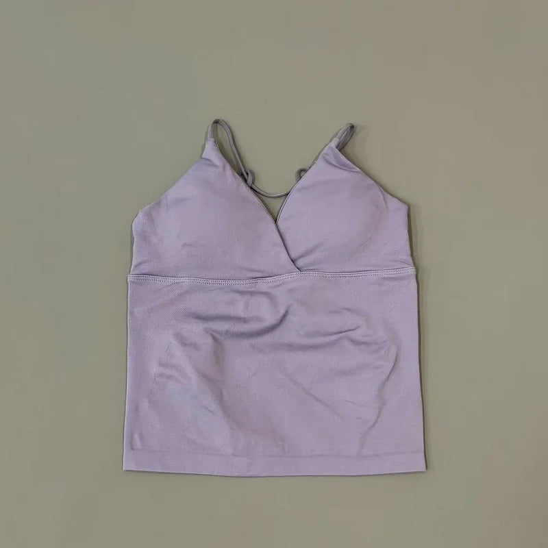 Vision Twist Front Longline Top Damen Gym Tank Yoga Oberteile Schnelltrocknend Dünne Träger Hochelastisches Lauf-Tanktop Push-up Fitness-Weste