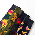 1 Paar Damensocken Cartoon Hund Krake Blume Pflanze Kawaii Lustige Freizeit Damen Baumwollsocken Strümpfe Streetwear Harajuku Crew Socken