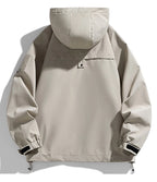 Windbreaker Herren Kapuzenjacke Reißverschluss Mantel Cargo Wasserdicht Schwarz Bomber Camping Loose Dünn Softshell Kapuzen-Wanderjacke