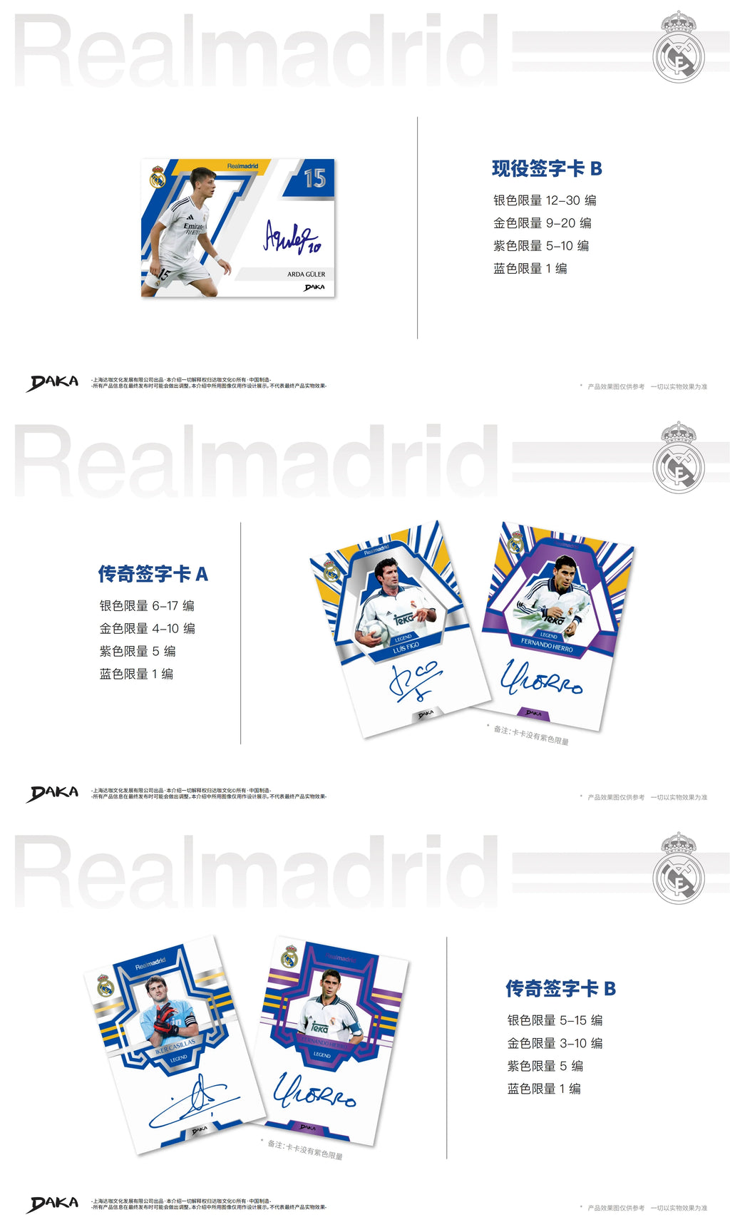 Original 2025 DAKA Real Madrid Star Cards Sammelbox Limitierte Auflage Nummerierte Unterschrift Must-have für Fans und Sammler